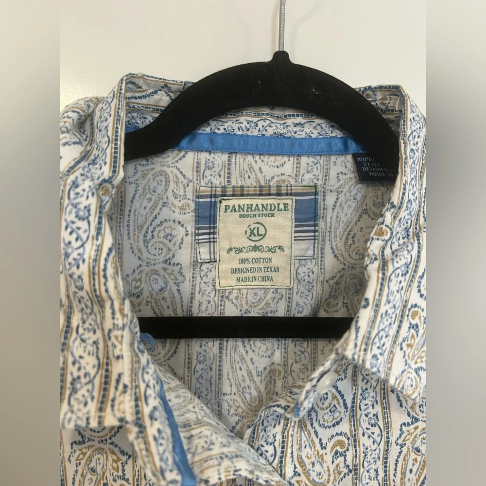 Panhandle Rough Stock Women’s Blue Collared Paisley Pearl Snap Sz Xl - Picture 4 of 10